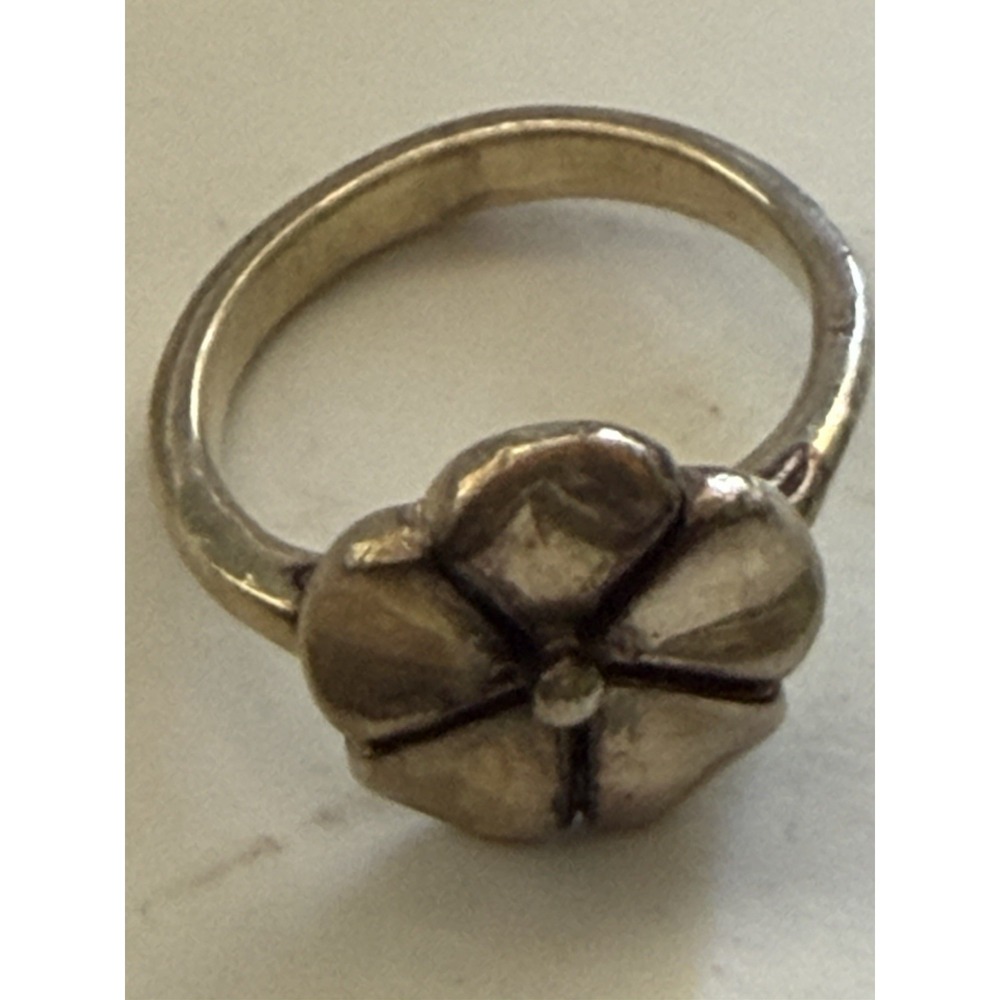 Vintage Sterling Silver Five Petal Plumeria Flower Ring 925 Size 5.5